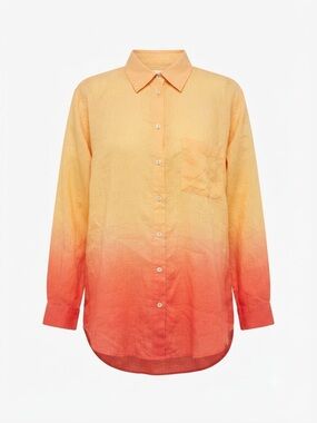 Soft Surroundings Women’s 100% Linen Orange to Red Button-Up Shirt Size XL 0117
